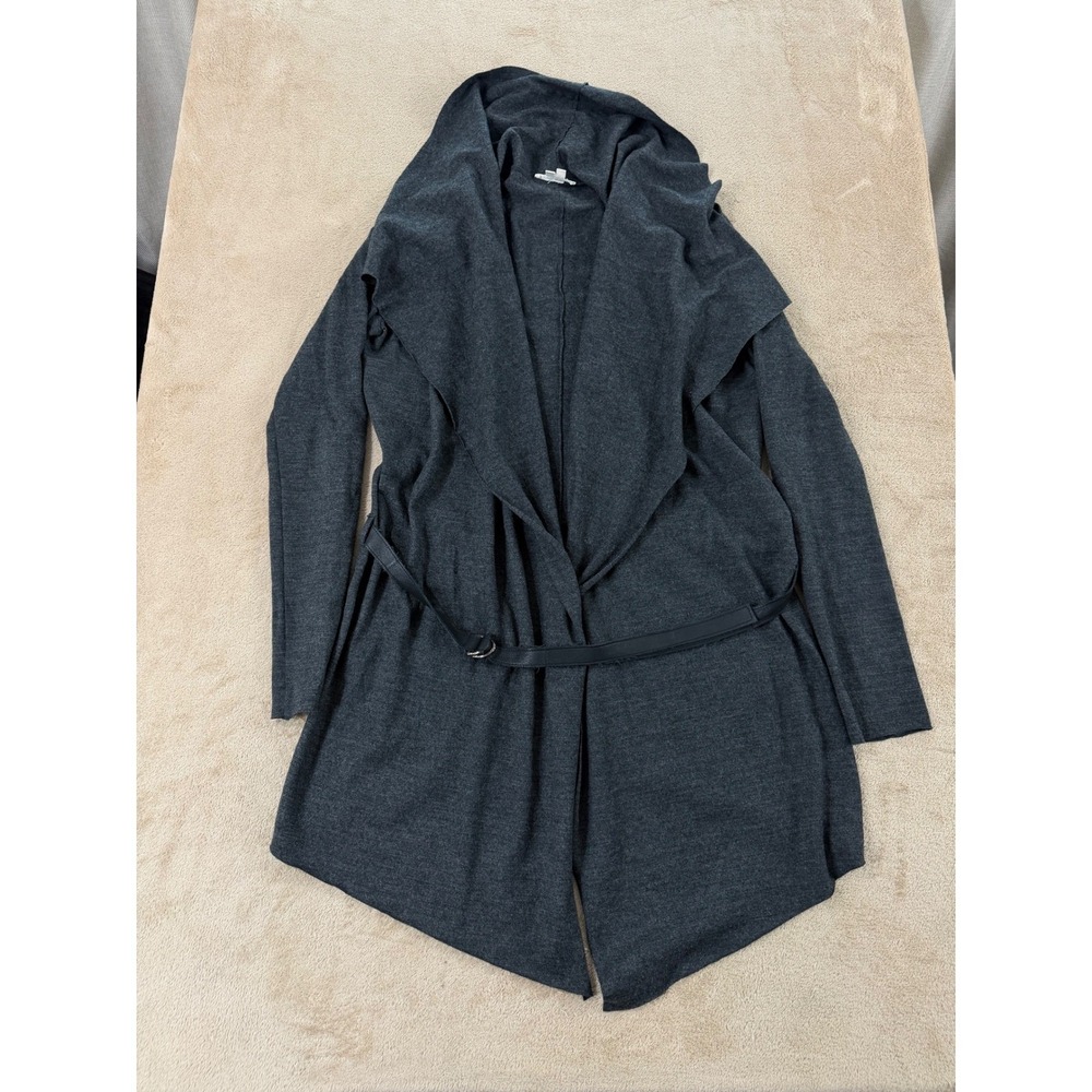 Helmut Lang Sonar Drape Wool Leather Belted Women's S/P Charcoal EUC